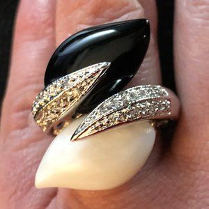 Black White Wrap Ring Crystal Silver Camille Lucie